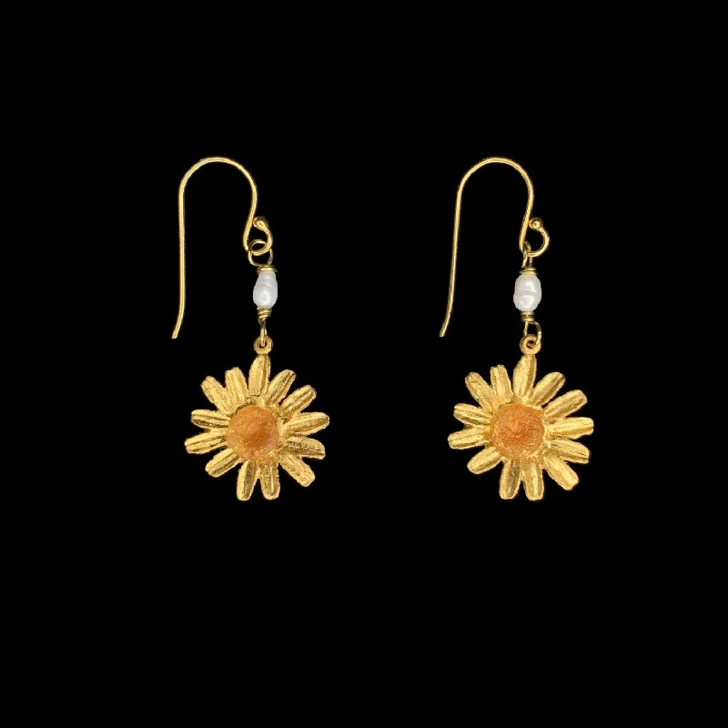 diamond wedding rings for women -colorful earrings for women -Yellow Butter Daisy Earrings - Pearl Wire