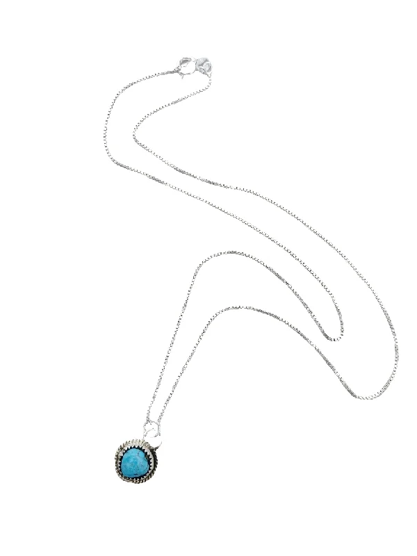 charm necklaces for women -Sterling Silver Turquoise Nugget Rope Twist Pendant Necklace