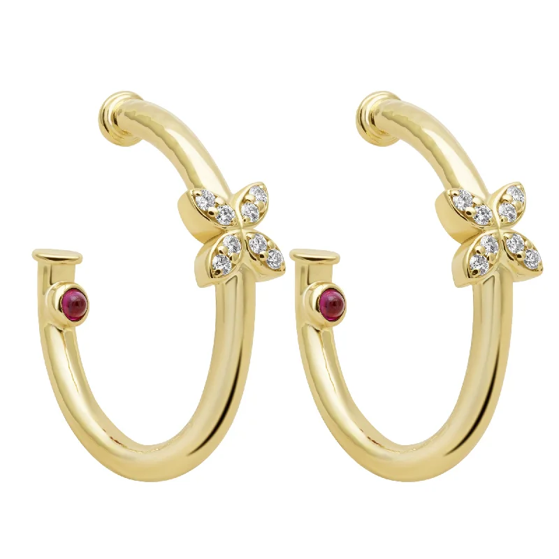 adjustable gold rings for women -antique drop earrings for women -Earrings - Diamond & Ruby