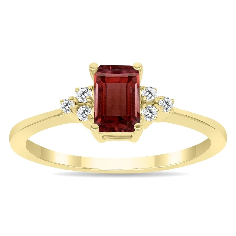 Garnet and Diamond Regal Ring in 10k Yellow Gold