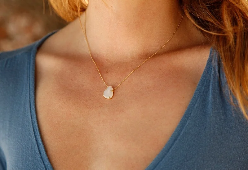 women's gold necklaces -Floating Moonstone Necklace, Gold Gemstone Necklace