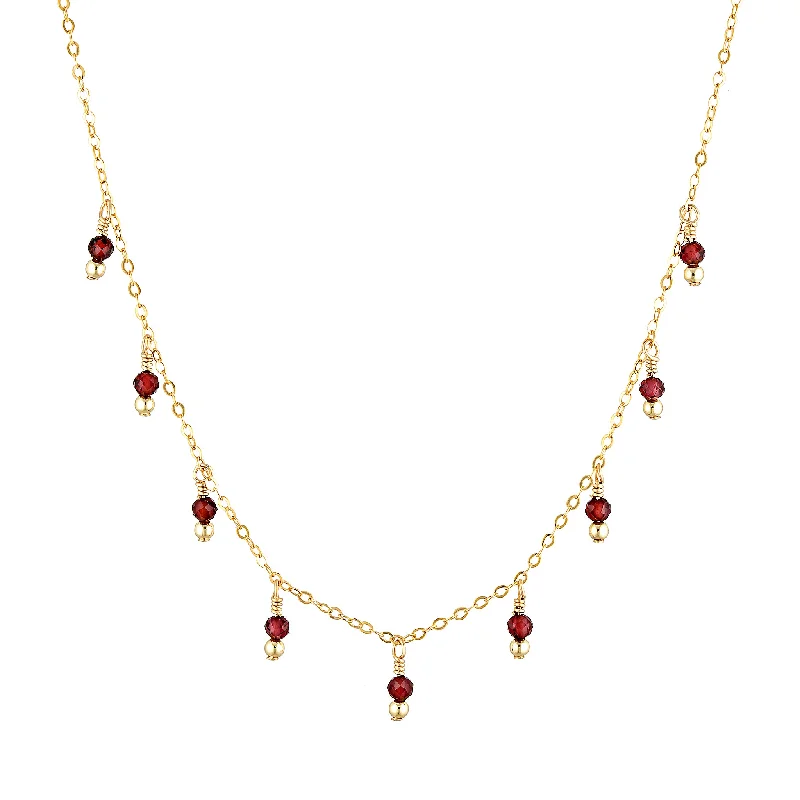 luxury gold necklaces for women -Rain Choker Necklace ~ Garnet