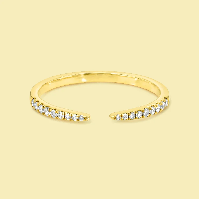 gold plated bangles for women -The Vi, Open Diamond Cuff Band