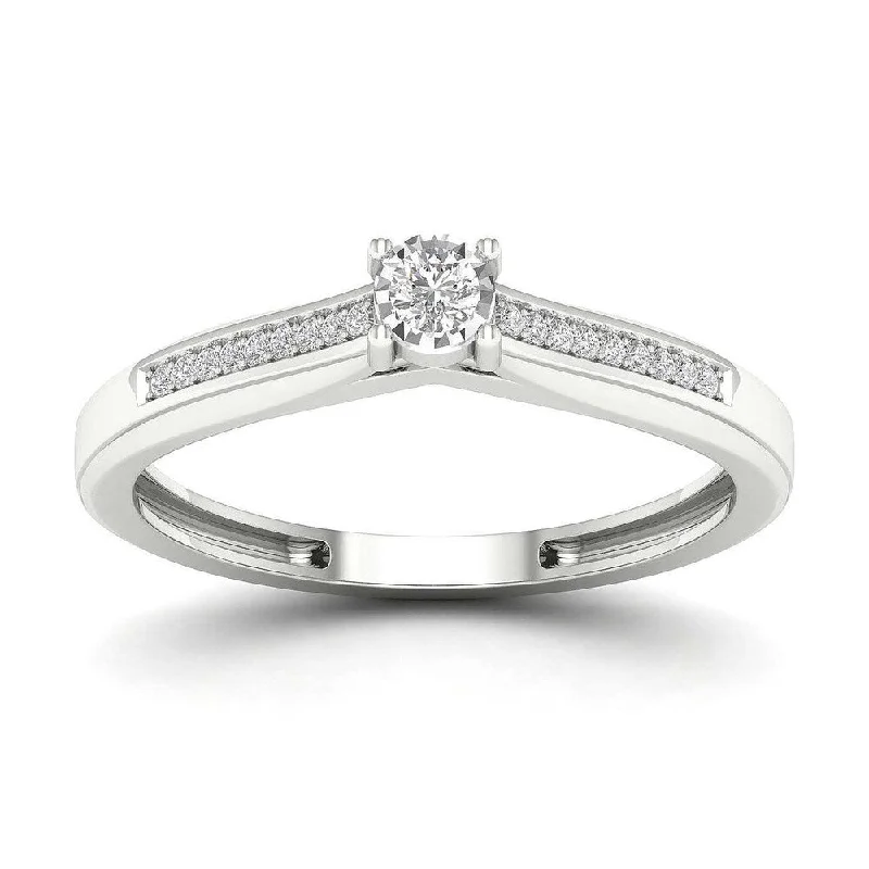 De Couer 1/10ct TDW Diamond Classic Ring - White