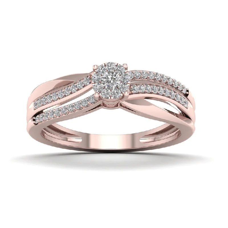 De Couer 1/5ct TDW Diamond Split Shank Ring - Pink