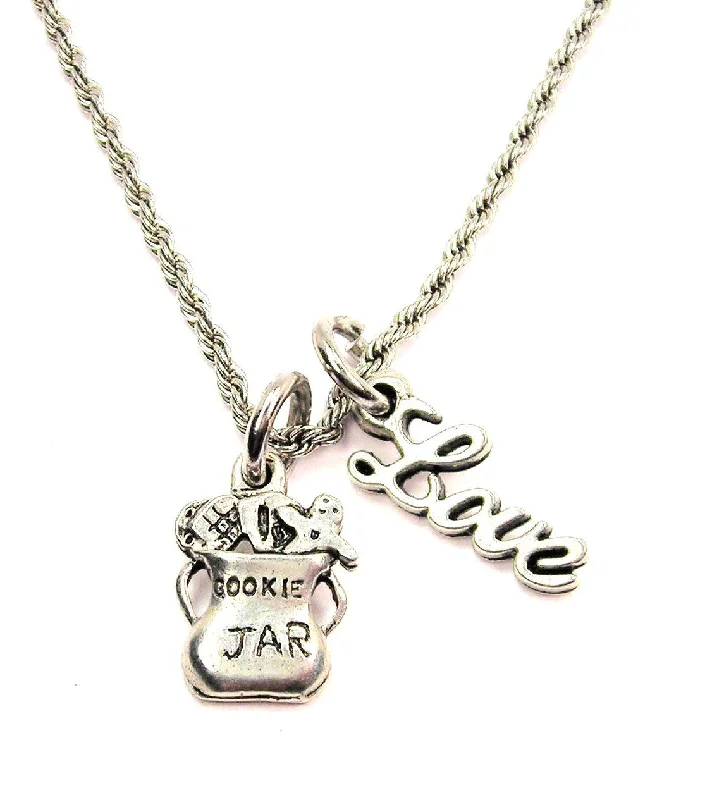 bridal necklaces for women -Cookie Jar 20" Chain Necklace With Cursive Love Accent