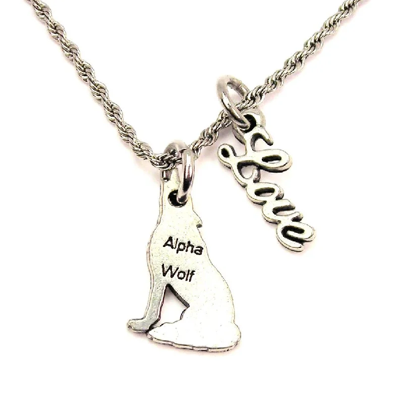 jewelry sets with necklaces -Alpha Wolf 20" Chain Necklace With Cursive Love Accent